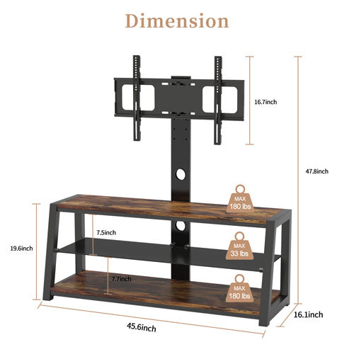 65-Inch Floor TV Stand with Adjustable Bracket