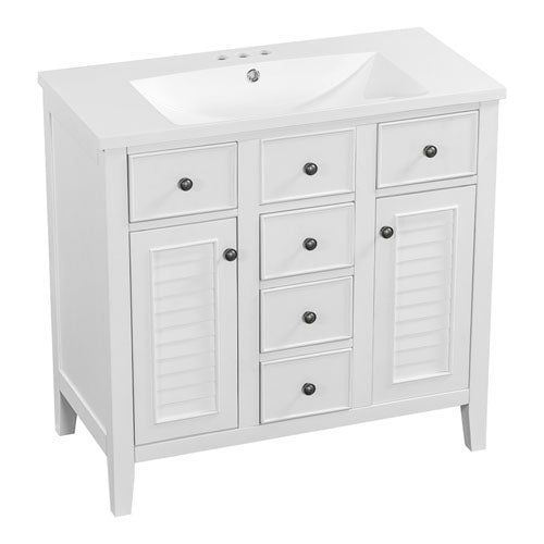 Bathroom Vanity with Ceramic Basin (White)