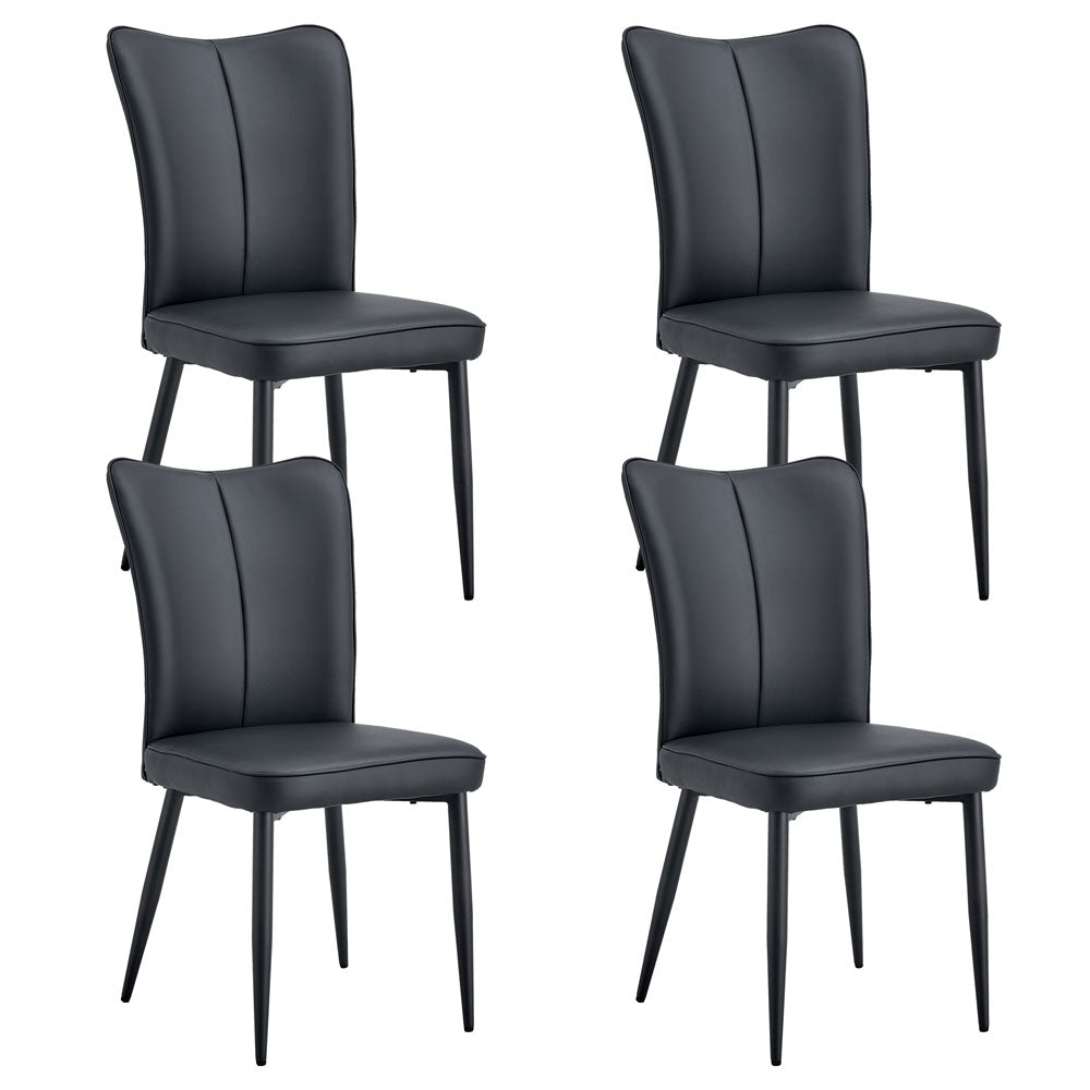 Curved Back Dining Chairs with Metal Base 4pcs (Black)