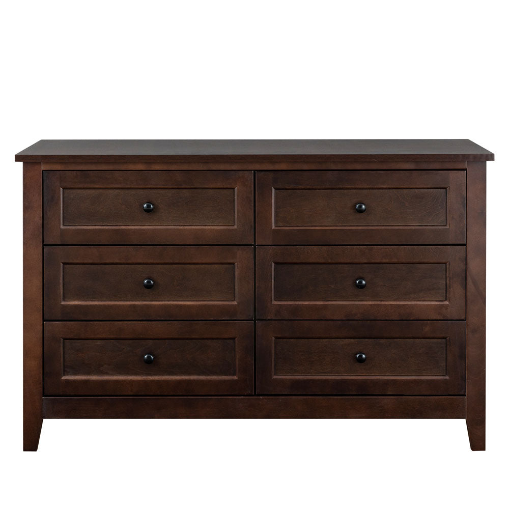 6 Drawers Wood Accent Stylish Dresser Chest (Auburn)