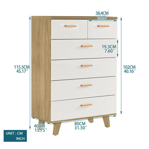 Modern Design Solid Wood Dresser with 6 Drawers