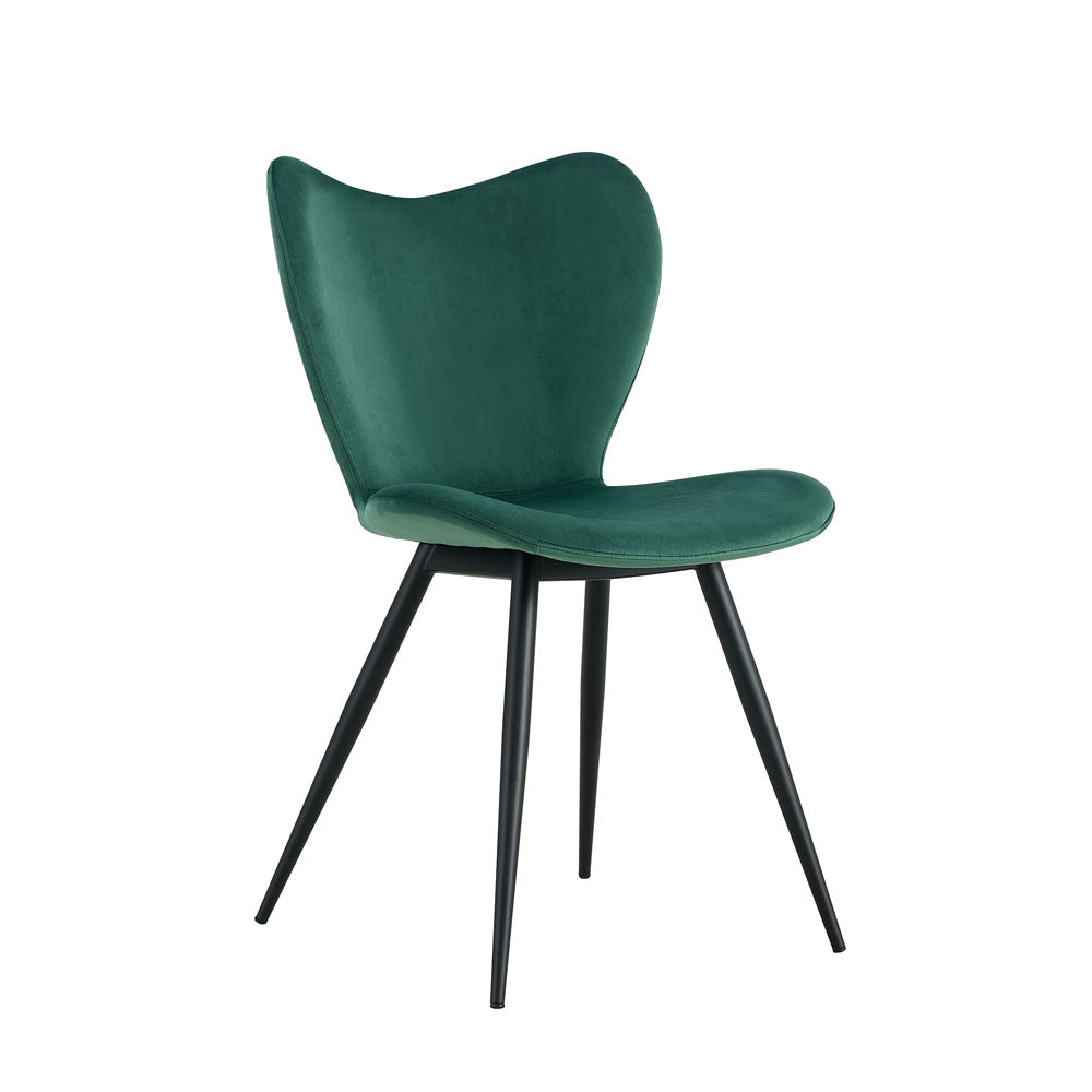 Dark Green Velvet Dining Chair with Metal Legs (Set of 2)