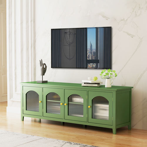 71" Stylish Wooden Television Stand with Glass Door (Geen)