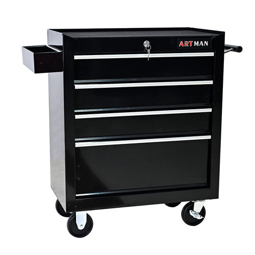 4-Drawer Tool Cart with Wheels (Black)