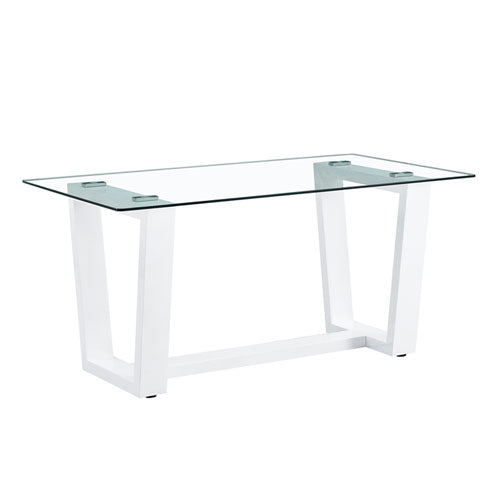 Rectangular Glass Tabletop with Trapezoid Bracket