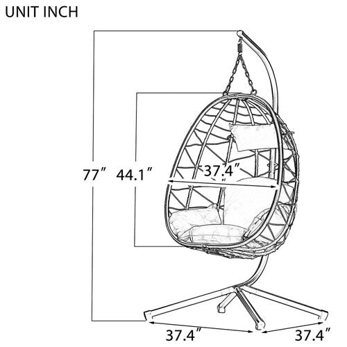 Wicker Hanging Egg Chair with Stand (Beige)