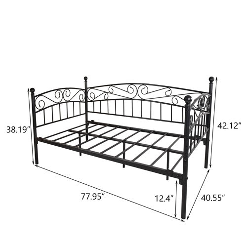 Twin Sized Multifunctional Metal Bedframe with Headboard