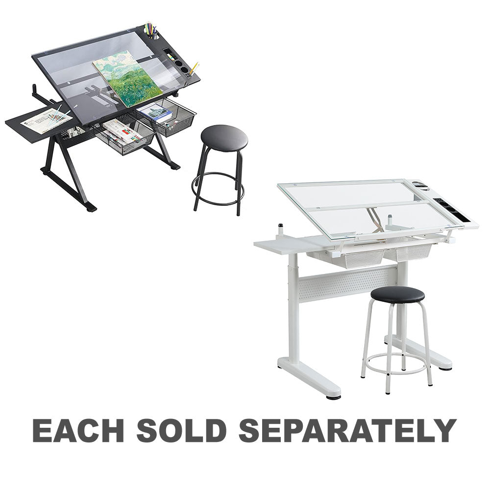 Adjustable Drafting Table w/ Stool & 2 Metal Drawers