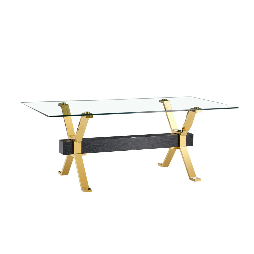 Modern Luxury Gold Chrome Plated Glass Table