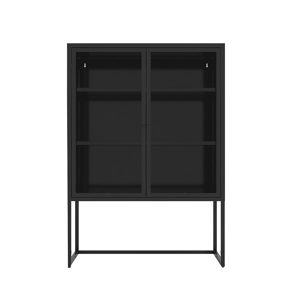 Free Standing Black Modern Accent Storage Cabinet w/ Doors