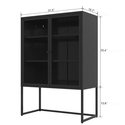 Free Standing Black Modern Accent Storage Cabinet w/ Doors