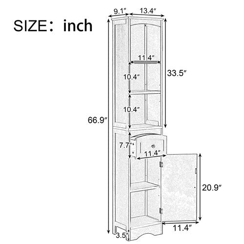 Tall Freestanding Bathroom Cabinet (Grey)