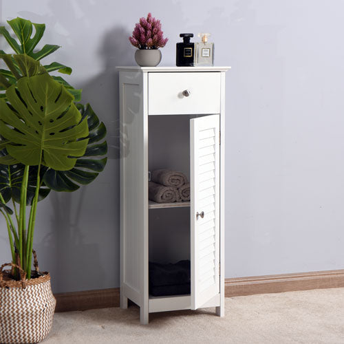 Free Standing Single Shutter Storage Cabinet (White)