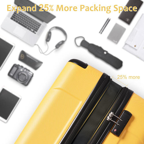 Expandable Hard Side Suitcase with TSA Lock 2pcs (Yellow)