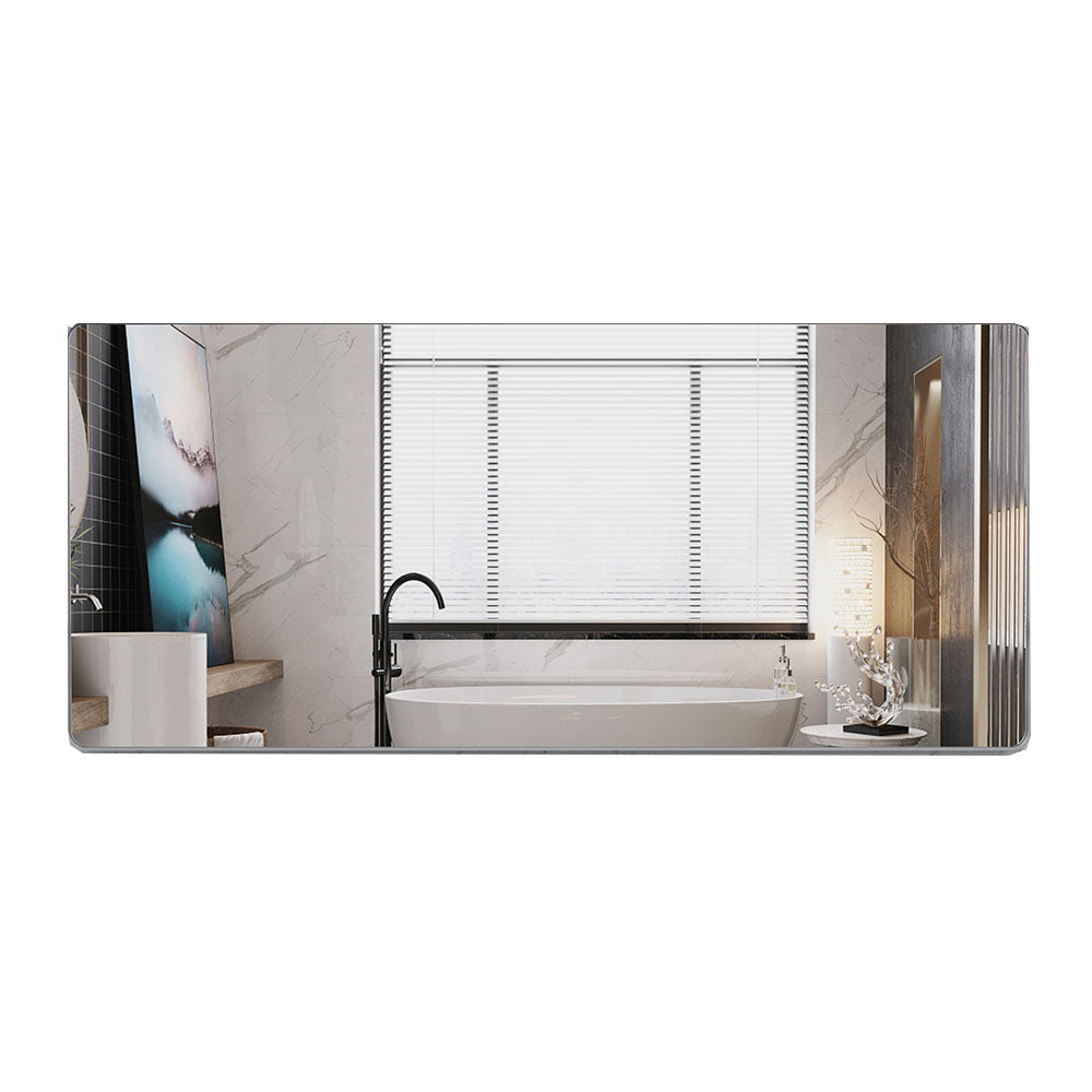 Oversized Mirror w/ Removable Tray & Silver Frame (72x32")