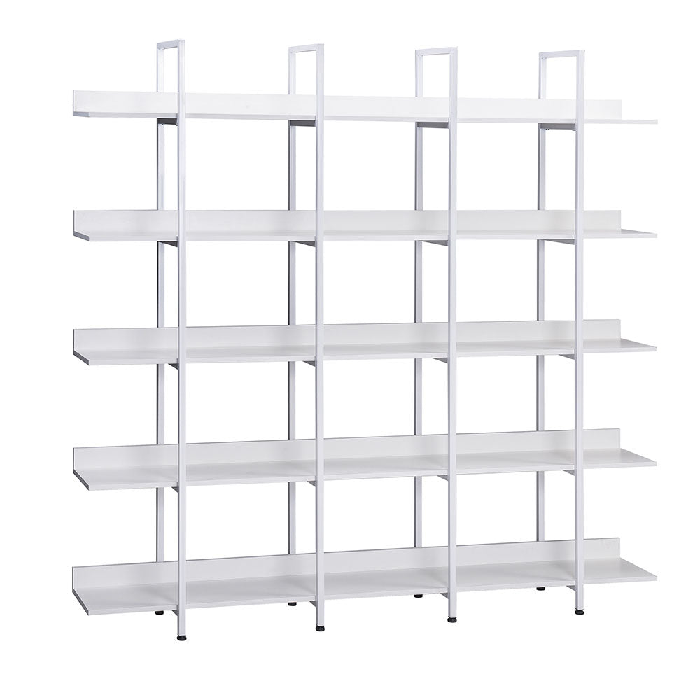 5-Tier Vintage Industrial Bookcase (White)