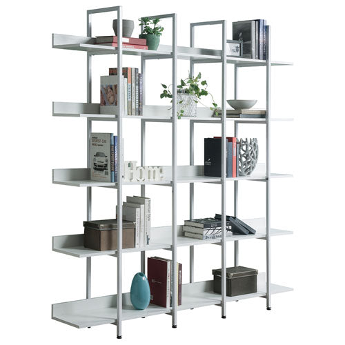 5-Tier Vintage Industrial Bookcase (White)