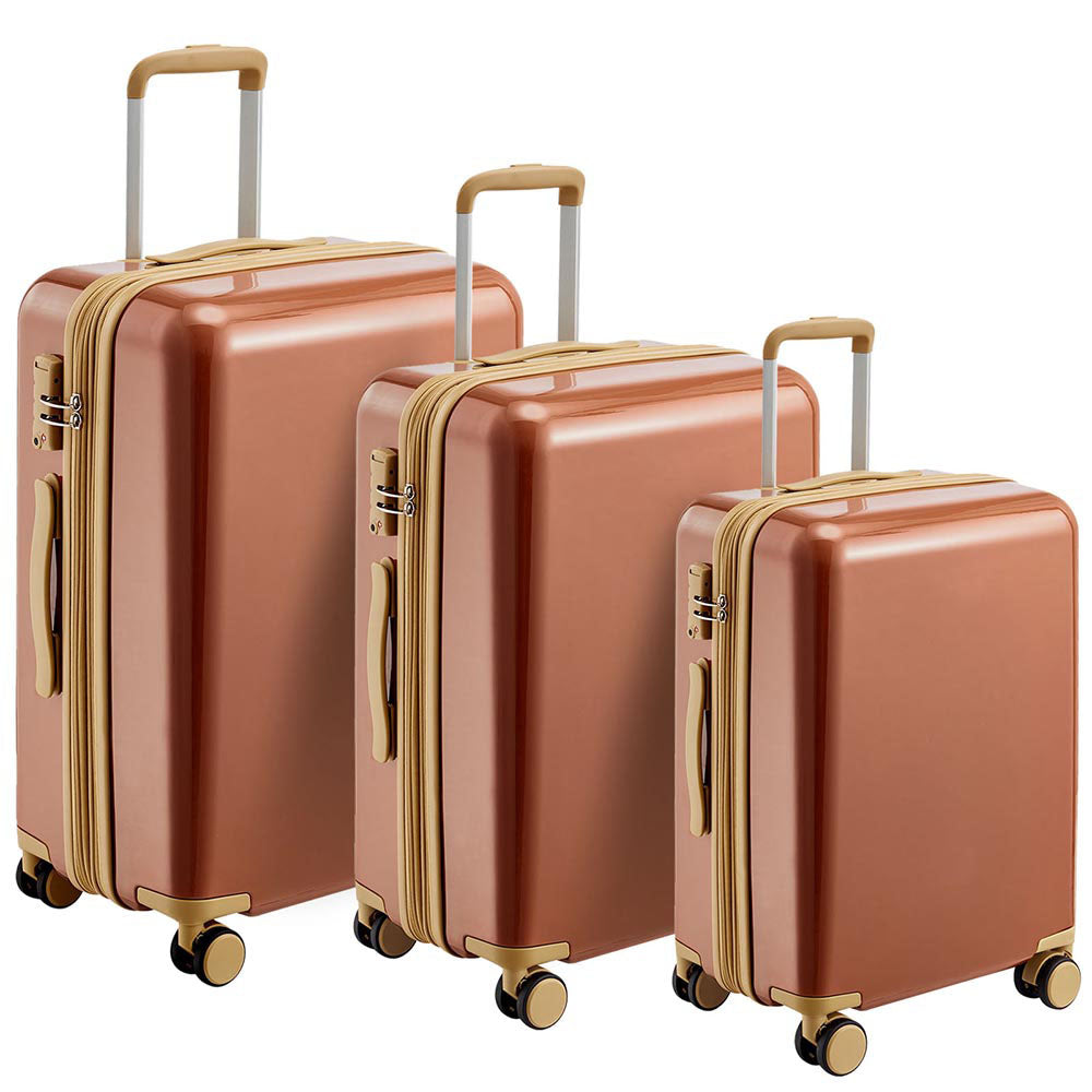 3-Piece Hard-shell PC Luggage Sets w/ TSA Lock