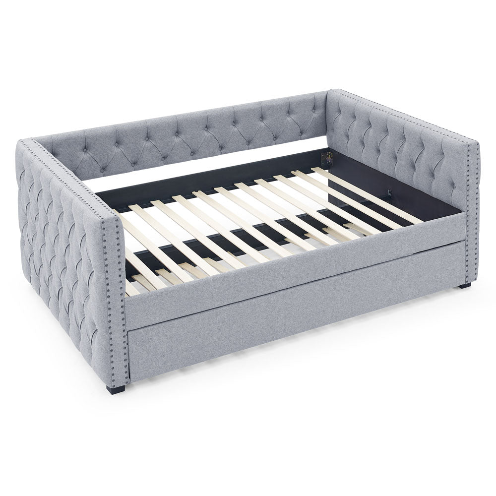 Twin Size Daybed with Trundle Tufted Sofa Bed