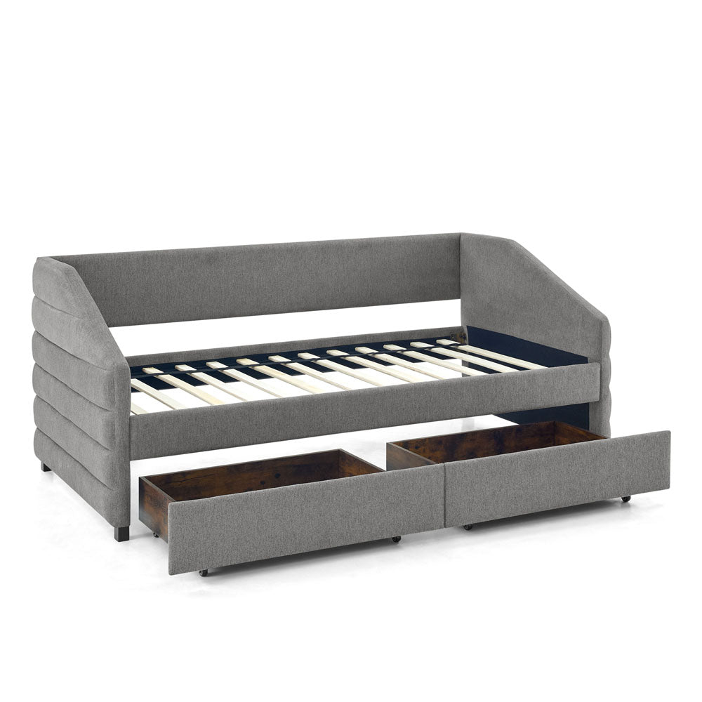 Twin Size Daybed with Two Drawers (Grey)