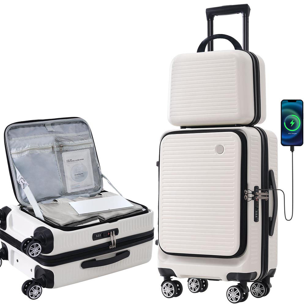 Carry-on Luggage w/ Front Pocket & USB Port 20"