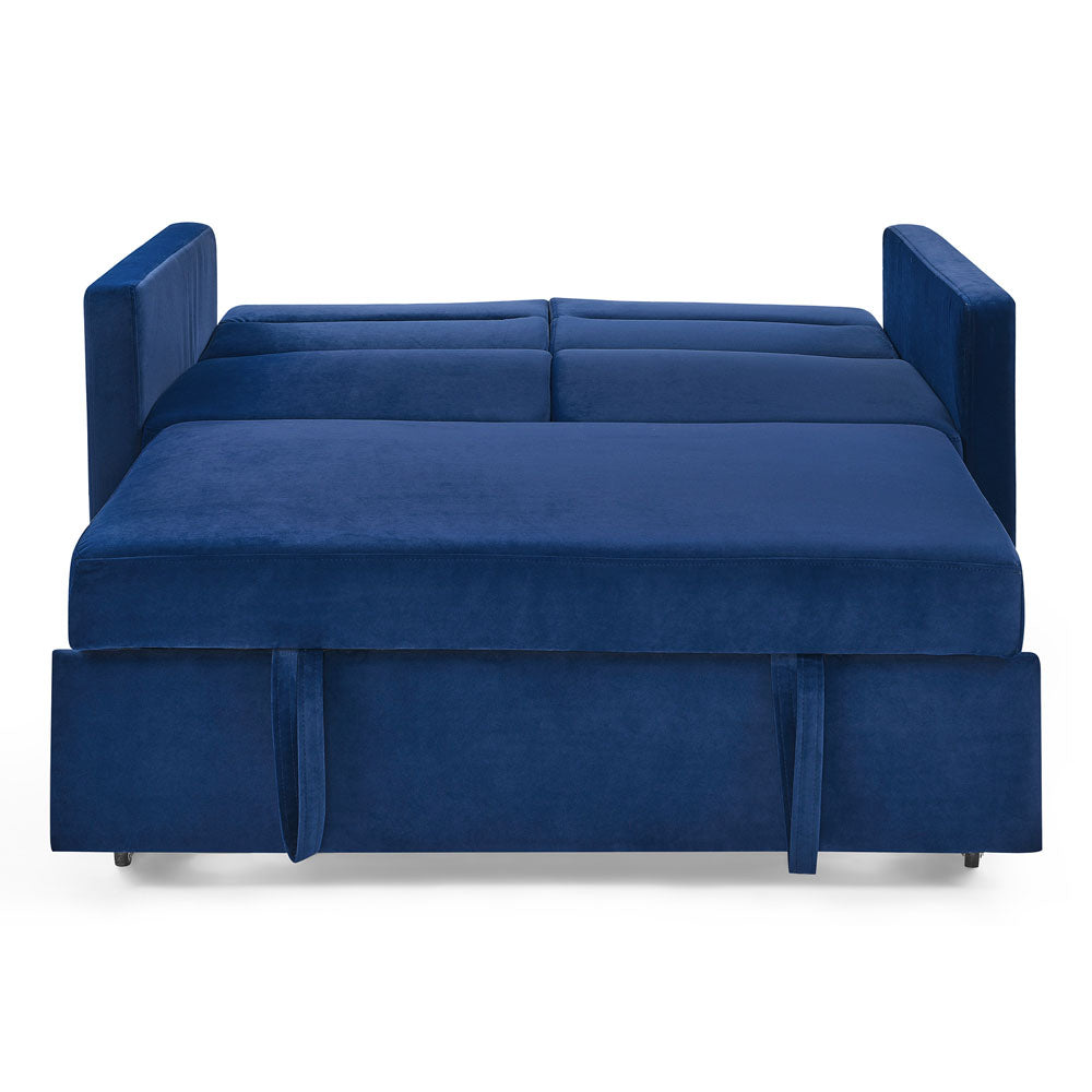 Velvet Sofa Bed w/ Adjustable Backrest & Foam Cushion