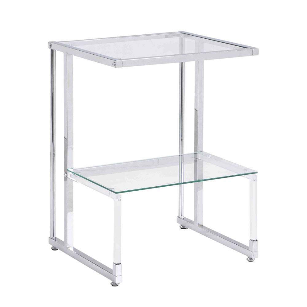 L-Shape 2-Tier Acrylic Glass End Table