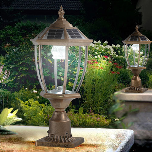 Retro Gold Dimmable Solar LED Column Headlights