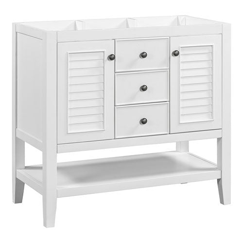 Bathroom Vanity Base w/ Cabinet, Drawer & Open Shelf (White)