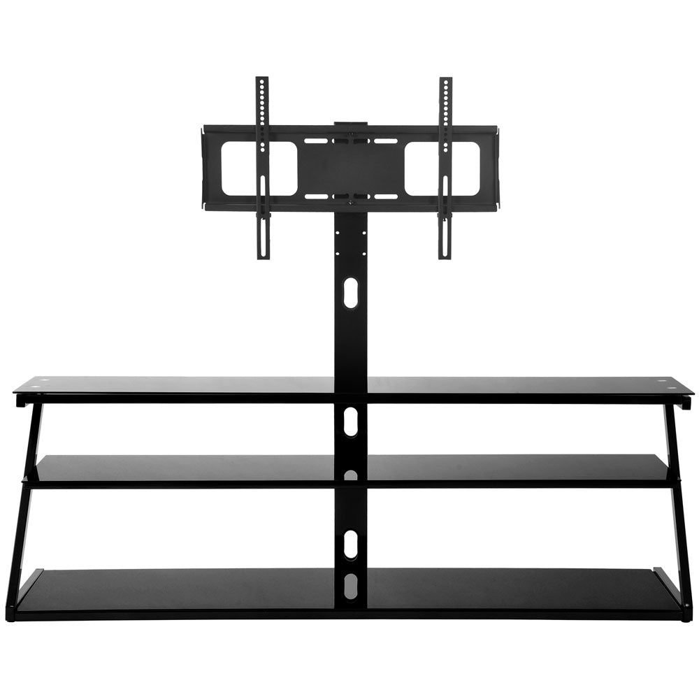 Floor Media Storage Stand with Swivel Bracket (Black)