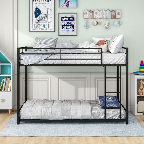 Twin Sized Full Metal Bunk Bedframe w/ Ladder & Safety Rail