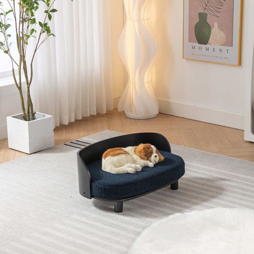 Elevated Dog Bed with Velvet Cushion (Black)