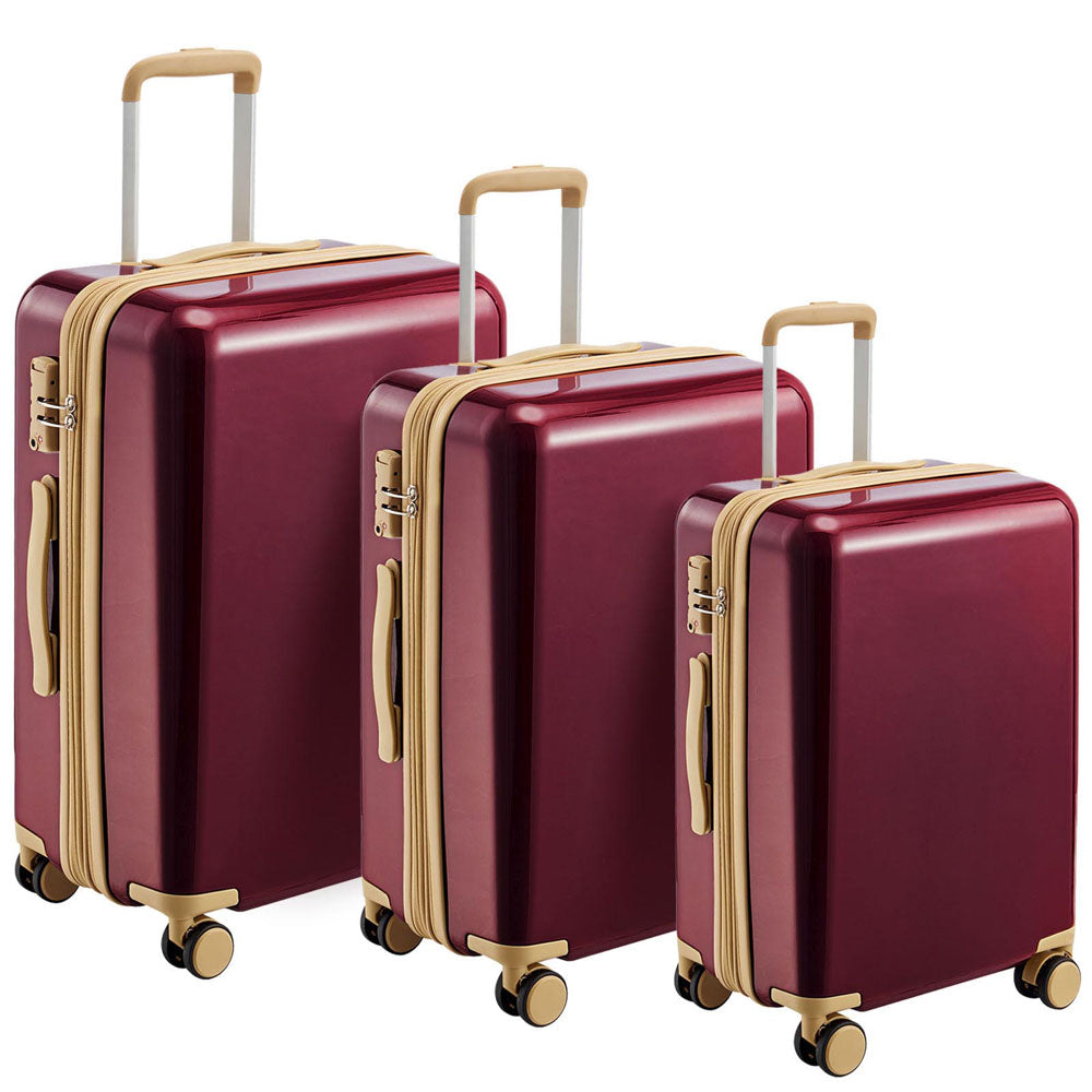 3-Piece Hard-shell PC Luggage Sets w/ TSA Lock