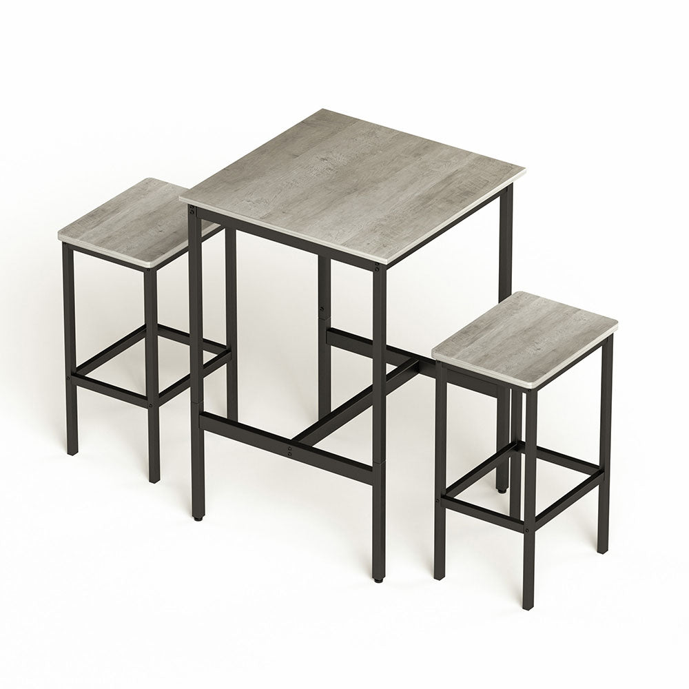 Industrial Style Square Bar Table with 2 Chairs