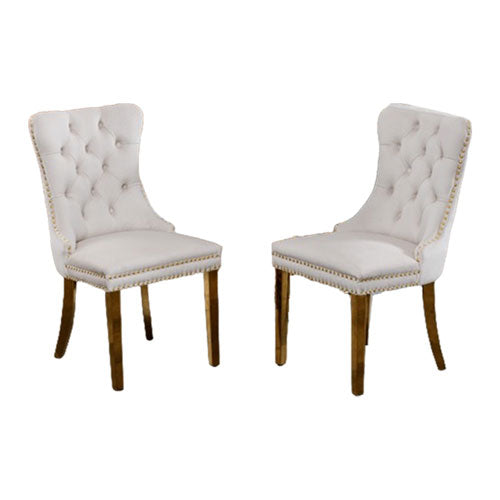 Tufted Velvet Chair with Stainless Golden Legs 2pcs