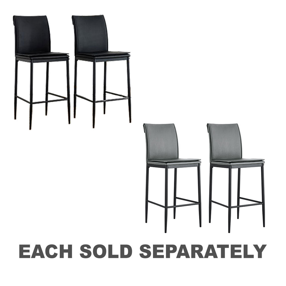 Modern Back Support Bar Chairs with Metal Legs 2pcs