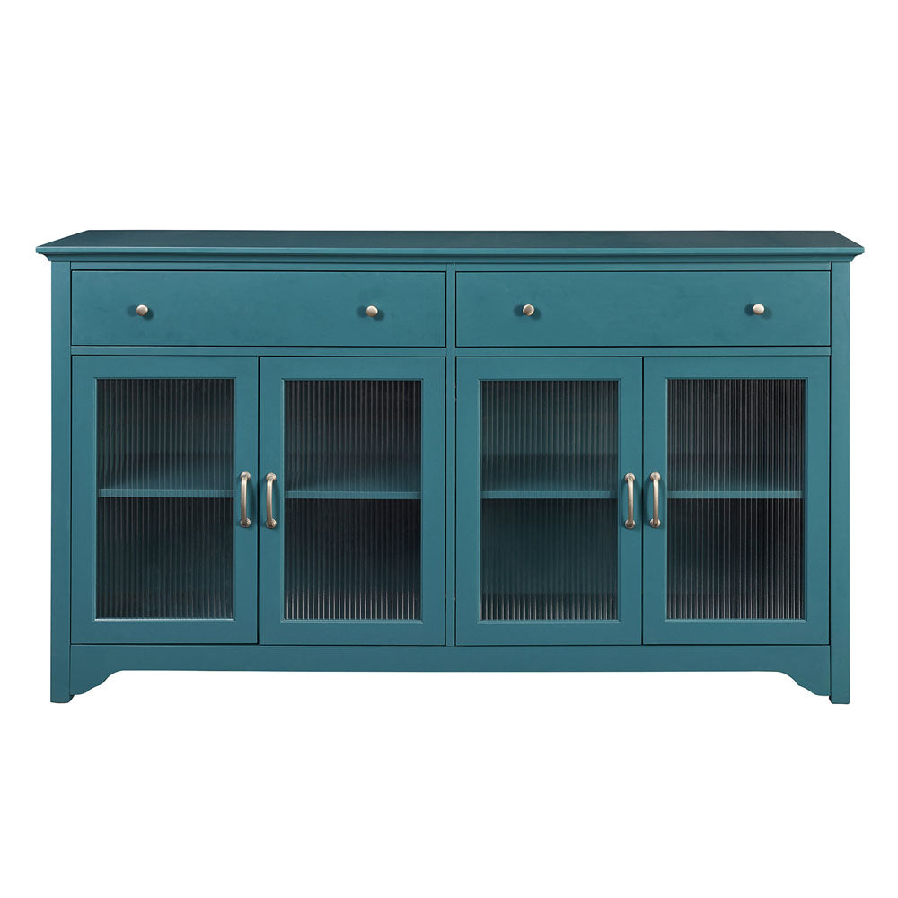 66" TV Storage Buffet Cabinet with Glass Door (Teal Blue)