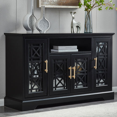 Sideboard Buffet Table with 4 Doors (Black)