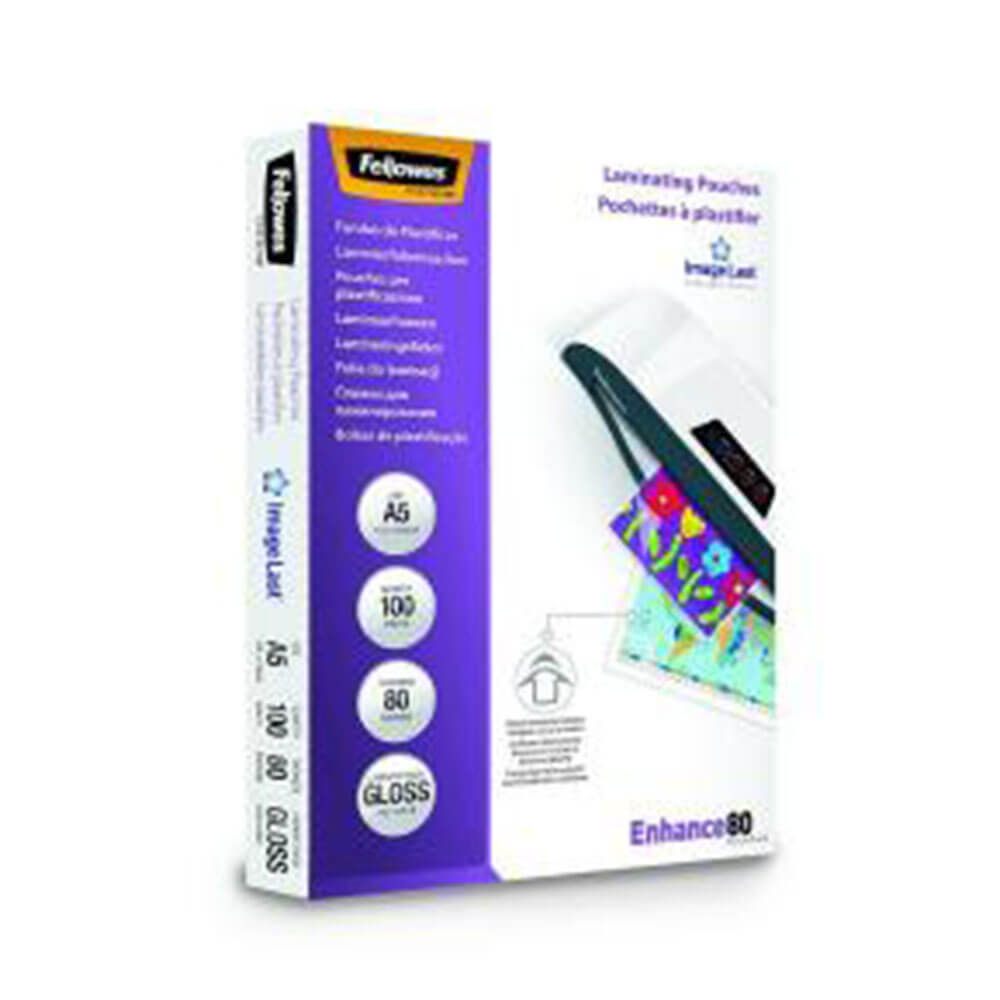 Fellowes Laminating Pouches 80 Micron Gloss 100pk