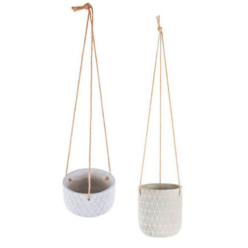 Destiny Hanging Concrete Pot Planter (White)