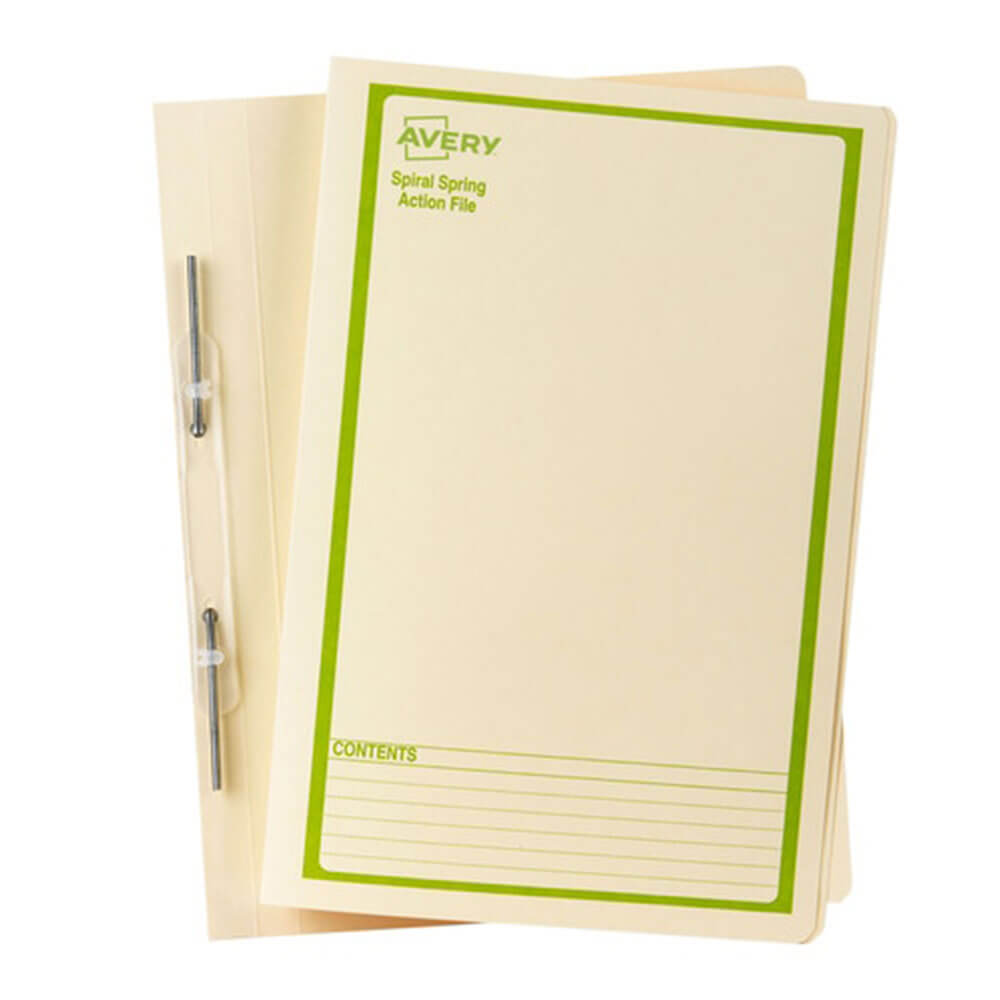 Avery Spring Spiral Buff Foolscap (25pk)